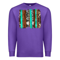 Purple western cowhide wood and turquoise glitter brushstrokes Premium Sweatshirt - Artiststas