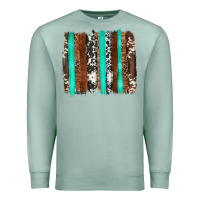 Seafoam western cowhide wood and turquoise glitter brushstrokes Premium Sweatshirt - Artiststas