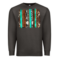 Smoke western cowhide wood and turquoise glitter brushstrokes Premium Sweatshirt - Artiststas
