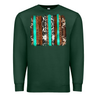 Sports Green western cowhide wood and turquoise glitter brushstrokes Premium Sweatshirt - Artiststas