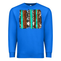 True Royal western cowhide wood and turquoise glitter brushstrokes Premium Sweatshirt - Artiststas