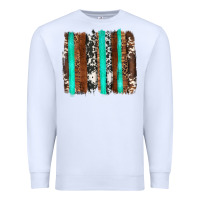 White western cowhide wood and turquoise glitter brushstrokes Premium Sweatshirt - Artiststas