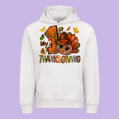 My First Thanksgiving With Turkey Bbs Urban Hoodie Designed By Bundleandbundleshop