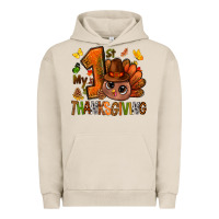 Pigment French Oak my first thanksgiving with turkey bbs Urban Hoodie - BundleAndBundleShop
