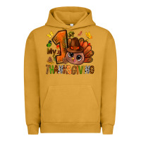 Pigment Peanut Butter my first thanksgiving with turkey bbs Urban Hoodie - BundleAndBundleShop