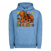 Pigment Pebble Blue my first thanksgiving with turkey bbs Urban Hoodie - BundleAndBundleShop