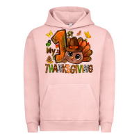 Pigment Salmon my first thanksgiving with turkey bbs Urban Hoodie - BundleAndBundleShop