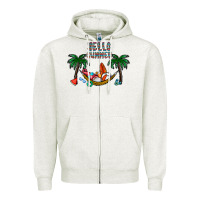 Oatmeal Heather hello summer Zipper Hoodie - CowhideDigitalArt