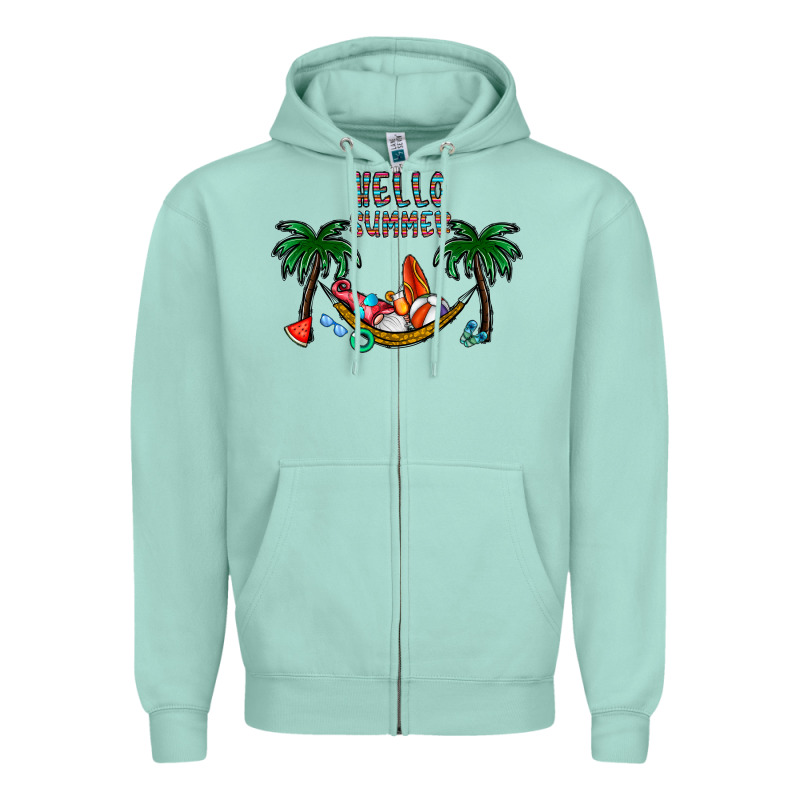 Hello Summer Zipper Hoodie by CowhideDigitalArt | Teevron