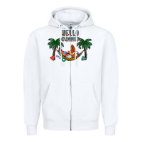 White hello summer Zipper Hoodie - CowhideDigitalArt