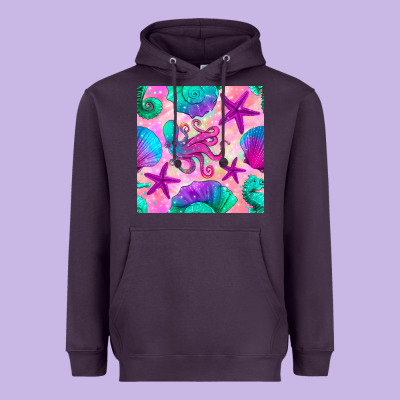 Summer Beach Seamless Pattern Heavyweight Hoodie Designed By Bundleandbundleshop