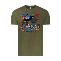 Vintage Olive fourth of july monster truck all american boy Vintage Tee - RanaPortraitStore