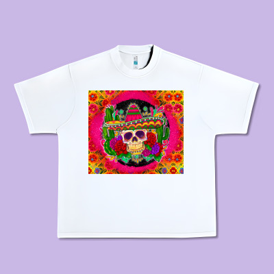 Mexican Skull Urban Heavy Tee Designed By Zillion Design Studio