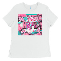 White hope breast cancer Ladies Tee - AdoDesignShop