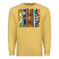 Antique Gold western cowhide leopard turquoise brushstrokes Premium Sweatshirt - Artiststas