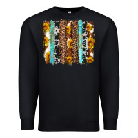 Black western cowhide leopard turquoise brushstrokes Premium Sweatshirt - Artiststas