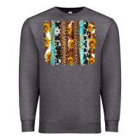 Charcoal Heather western cowhide leopard turquoise brushstrokes Premium Sweatshirt - Artiststas