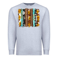 Heather Grey western cowhide leopard turquoise brushstrokes Premium Sweatshirt - Artiststas