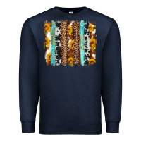 Navy western cowhide leopard turquoise brushstrokes Premium Sweatshirt - Artiststas