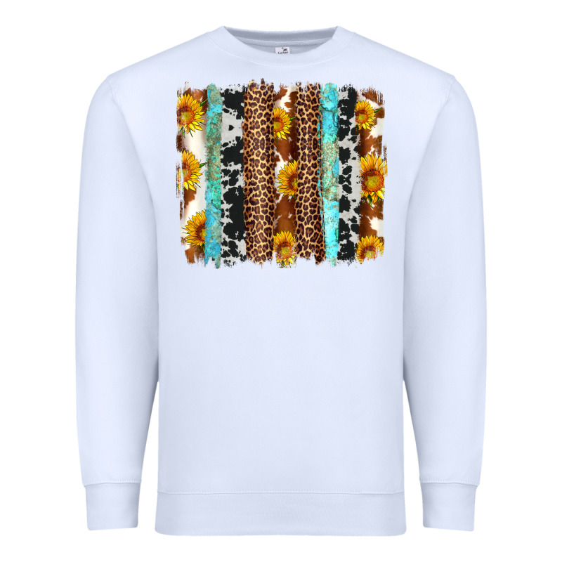 Western Cowhide Leopard Turquoise Brushstrokes Premium Sweatshirt by Artiststas | Teevron