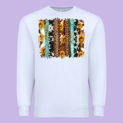 Western Cowhide Leopard Turquoise Brushstrokes Premium Sweatshirt Designed By Artiststas