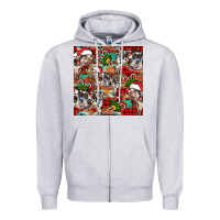 Heather Grey christmas pig  aztec Zipper Hoodie - FaDigitalArtStudio