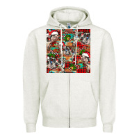 Oatmeal Heather christmas pig  aztec Zipper Hoodie - FaDigitalArtStudio