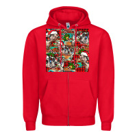 Red christmas pig  aztec Zipper Hoodie - FaDigitalArtStudio