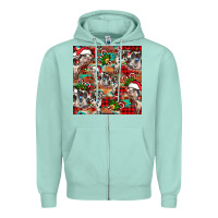 Seafoam christmas pig  aztec Zipper Hoodie - FaDigitalArtStudio