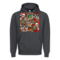 Smoke christmas pig  aztec Zipper Hoodie - FaDigitalArtStudio