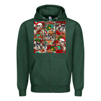 Sports Green christmas pig  aztec Zipper Hoodie - FaDigitalArtStudio