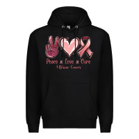 Black Peace love cure Uterine Cancer Premium Hoodie - NancyCooperArtShop