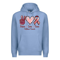 Colony Blue Peace love cure Uterine Cancer Premium Hoodie - NancyCooperArtShop