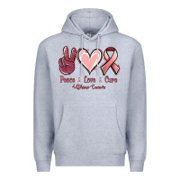 Heather Grey Peace love cure Uterine Cancer Premium Hoodie - NancyCooperArtShop