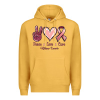Mustard Peace love cure Uterine Cancer Premium Hoodie - NancyCooperArtShop
