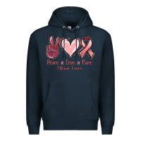 Navy Peace love cure Uterine Cancer Premium Hoodie - NancyCooperArtShop