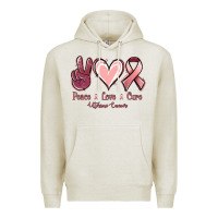 Oatmeal Heather Peace love cure Uterine Cancer Premium Hoodie - NancyCooperArtShop