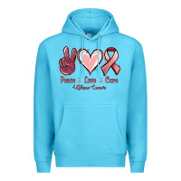 Ocean Blue Peace love cure Uterine Cancer Premium Hoodie - NancyCooperArtShop