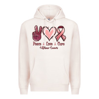 Pale Pink Peace love cure Uterine Cancer Premium Hoodie - NancyCooperArtShop
