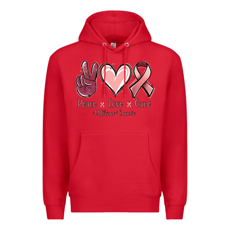 Peace Love Cure Uterine Cancer Premium Hoodie by NancyCooperArtShop | Teevron
