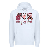 White Peace love cure Uterine Cancer Premium Hoodie - NancyCooperArtShop