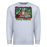 Heather Grey merry christmas western bull skull Premium Sweatshirt - AdoDesignShop