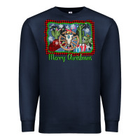 Navy merry christmas western bull skull Premium Sweatshirt - AdoDesignShop