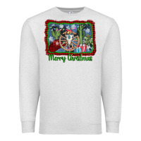 Oatmeal Heather merry christmas western bull skull Premium Sweatshirt - AdoDesignShop