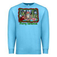 Ocean Blue merry christmas western bull skull Premium Sweatshirt - AdoDesignShop