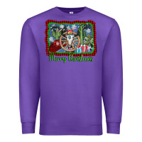 Purple merry christmas western bull skull Premium Sweatshirt - AdoDesignShop