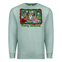Seafoam merry christmas western bull skull Premium Sweatshirt - AdoDesignShop