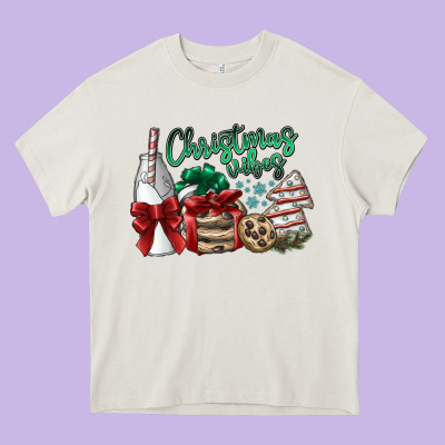 Christmas Vibes Heavy Core Tee Designed By Sublimationcraftshop
