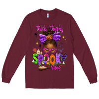 Burgundy Thick Thighs Spooky Vibes Long Sleeve Tee - texasbilliewilder