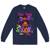 Navy Thick Thighs Spooky Vibes Long Sleeve Tee - texasbilliewilder